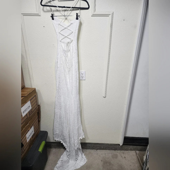Lulus Perfectly Beloved White Lace Sleeveless Lace-Up Maxi Dress S Wedding Bride - Picture 10 of 12